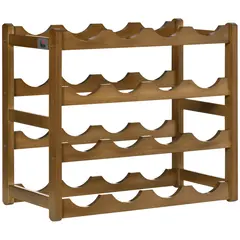 Buy Free Standing Bamboo Wine Rack with 16 Bottles Holder, 4-tier Water Bottle Organiser, Display Shelf for Countertop, Home Bar, Brown