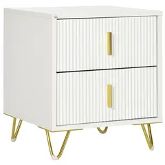 Buy Elegant Chest of Two Drawers - White/Gold-Tone