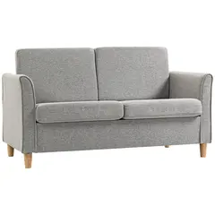 Buy Compact Loveseat Sofa, Modern 2 Seater Sofa for Living Room with Wood Legs and Armrests, Light Grey