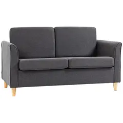 Buy Compact Loveseat Sofa, Modern 2 Seater Sofa for Living Room with Wood Legs and Armrests, Dark Grey