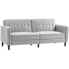 Buy Modern Convertible Sofa Futon Velvet-Touch Tufted Couch Compact Loveseat with Adjustable Split Back, Light Grey