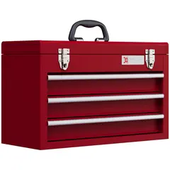 Buy Lockable Metal Tool Box, 3 Drawer Tool Chest with Latches, Handle, Ball Bearing Runners, Red