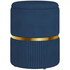 Buy Velvet-Feel Storage Ottoman - Blue