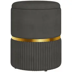 Buy Velvet-Feel Storage Ottoman - Grey