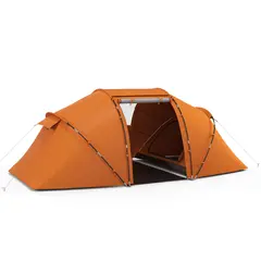 Buy 4-6 Man Camping Tent with Living Area and 2 Bedrooms, Hiking Sun Shelter, UV Protection Tunnel Tent, Orange