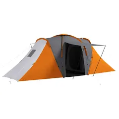 Buy Large Camping Tent Tunnel Tent with 2 Bedroom and Living Area, 2000mm Waterproof, Portable with Bag for 4-6 Man, Orange
