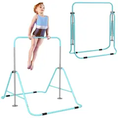 Buy Kids Gymnastic Bar, with Adjustable Height, Foldable Horizontal Bars - Light Blue