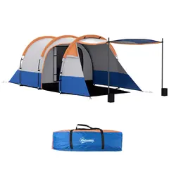 Buy Camping Tent, Large Tunnel Tent with Bedroom and Living Area, 2000mm Waterproof, Portable with Bag for 2-3 Man, Orange