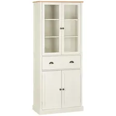 Buy Freestanding Kitchen Cupboard, 5-tier Storage Cabinet with Adjustable Shelves and Drawer for Living Room, Dining Room, Cream White