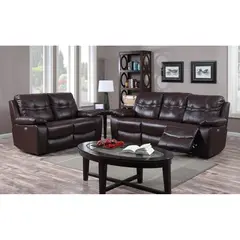 Buy Rockport Power Recliner Leather & PU 2 Seater Dark Choc
