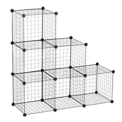 Buy DIY 6 Cube Metal Wire Rack Interlocking Storage Cabinet Living Room Organiser Display Shelves Black
