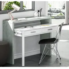 Buy Turin Artic Concrete Grey And White Desk - 2931, Colour: Grey