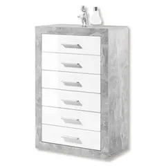 Buy Pietra Tallboy Chest of Drawers Grey and White Gloss 6 DRW - 2705 - NEW !!