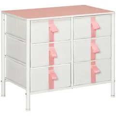 Buy Chest of Drawers, Cloth Organizer Unit with 6 Fabric Drawers, Metal Frame and Wooden Top, Storage Cabinet for Kids Room, Living Room, Closet, Hallway, Pink