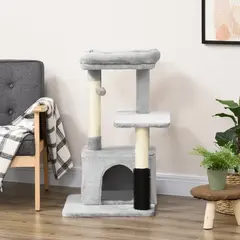 Buy Cat Tree, with Scratching Posts, Cat House, Bed, Hanging Toy Ball - Grey