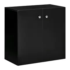 Buy Storage Cabinet w/ Two Shelves Wooden Sideboard Freestanding Kitchen Cupboard Bookcase - Black