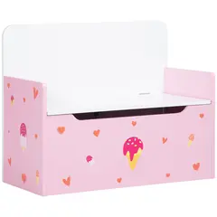Buy 2-in-1 Kids Storage Bench, Toy Box w/ Safety Rod - Pink