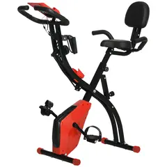 Buy 2-in-1 Folding Exercise Bike with 8-Level Magnetic Resistance, Arm Resistance Band, Pulse Sensor, Red