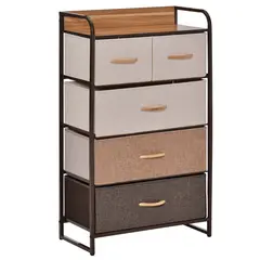 Buy 5-Drawer Dresser Tower 3-Tier Storage Organizer with Steel Frame Wooden Top for Bedroom Hallway Closets