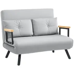 Buy 4-in-1 Velvet-Feel Double Sofa Bed, with Pillows - Light Grey
