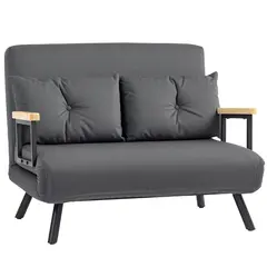 Buy 4-in-1 Velvet-Feel Double Sofa Bed, with Pillows - Dark Grey