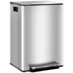 Buy 60L Dual Compartment Stainless Steel Bin, with Deodoriser Holders - Silver Tone