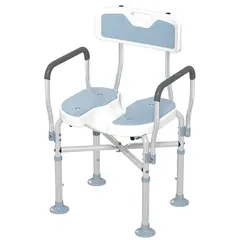 Buy Aluminium Shower Chair, with Padded Seat - Light Blue