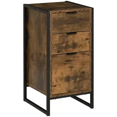 Buy Bedroom Chest of Drawers, Industrial 3-Drawer Dresser, Storage Drawers Unit with Metal Frame for Living Room, Rustic Brown