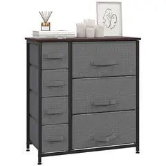 Buy Chest of Drawers with 7 Drawers, Fabric Drawers with Large Storage Space, Drawers Dresser with Metal Frame, Adjustable Feet for Bedroom Living Room, Dark Grey