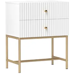 Buy Elegant Two-Drawer Bedside Table - White