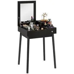 Buy Dressing Table with Flip-up Mirror, Makeup Desk with 2 Drawers, Vanity Table Writing Desk for Bedroom Living Room, Black