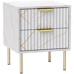 Buy Elegant Two-Drawer Bedside Table - White