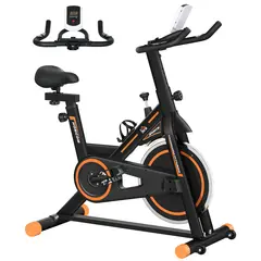 Buy Exercise Bike, Indoor Cycling, with LCD Display, Heart Rate, Sensor - Black and Orange