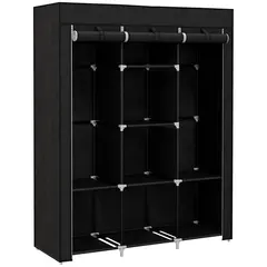 Buy Fabric Wardrobe, with Rails and Shelves - Black
