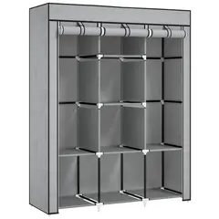 Buy Fabric Wardrobe, with Rails and Shelves - Light Grey