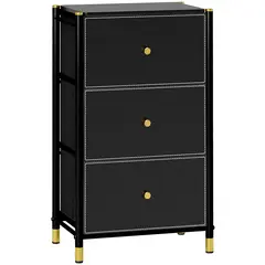 Buy Faux Leather Front Chest of Three Drawers - Black