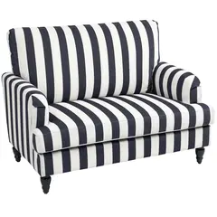 Buy Modern Cuddle Chair, Velvet Single Sofa Armchair with Stripe, Turned Legs and Wide Seat, Upholstered Snuggle Chair for Living Room, Bedroom, Black and White