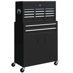Buy Portable Tool Box, Metal Tool Chest on Wheels with 6 Drawers for Garage and Workshop, Black