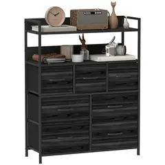 Buy Rustic Chest of Seven Fabric Drawers - Black