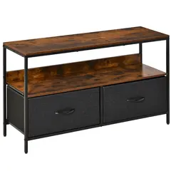 Buy TV Stand Cabinet with 2 Foldable Drawers - Rustic Brown
