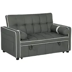 Buy Two-Seater Linen-Look Sofa Bed - Charcoal Grey