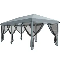 Buy Outsunny 3 x 6m Pop Up Gazebo, Outdoor Canopy Shelter, Marquee Party Wedding Tent with 6 Mesh Walls and Carry Bag, Grey
