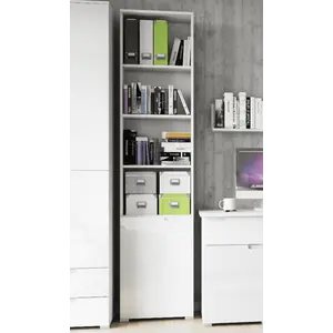 Buy Santino Bookcase White Gloss 1 Door S12 