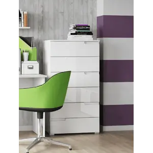 Buy Santino White Gloss Chest Of Drawers S3 