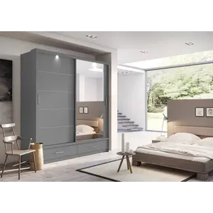 Buy Arti 5 - 2 Sliding Door Wardrobe 200cm, Colour: Grey Matt