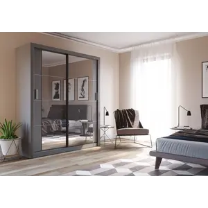 Buy Arti 3 - 2 Sliding Door Wardrobe 181cm, Colour: Grey Matt