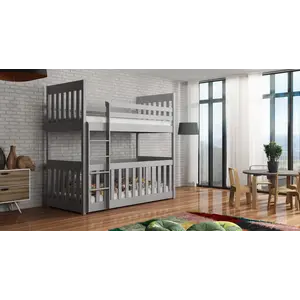 Buy Cris Wooden Bunk Bed with Cot Bed, Colour: Grey Matt, Mattresses: Without Mattresses