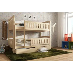 Buy Ignas Wooden Bunk Bed with Storage, Colour: Pine, Mattresses: Without Mattresses