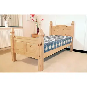 Buy Corona Bed Double High Footend, Colour: Pine, Mattresses: Without Mattresses, Size: Double