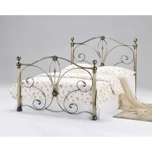 Buy Diane Antique Brass King Size Bed, Mattresses: Without Mattresses, Size: King